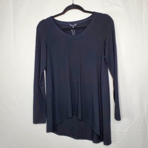 NWT Eileen Fisher Soft V-Neck Top Size XS Asymmetric Hem Viscose Jersey Tunic - Picture 1 of 14